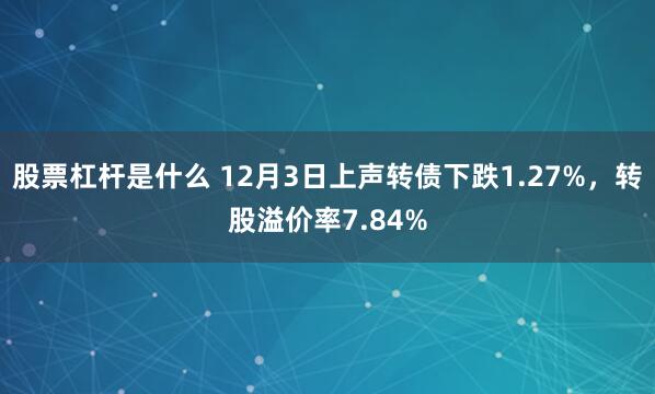 股票杠杆是什么 12月3日上声转债下跌1.27%，转股溢价率7.84%