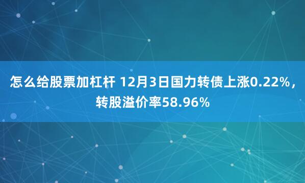 怎么给股票加杠杆 12月3日国力转债上涨0.22%，转股溢价率58.96%