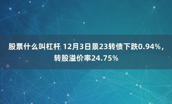 股票什么叫杠杆 12月3日景23转债下跌0.94%，转股溢价率24.75%