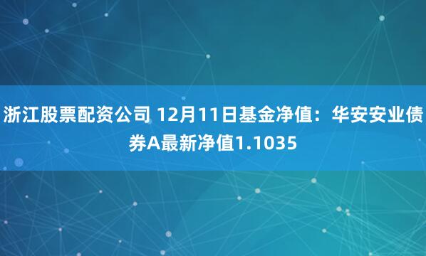 浙江股票配资公司 12月11日基金净值：华安安业债券A最新净值1.1035