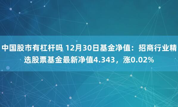 中国股市有杠杆吗 12月30日基金净值：招商行业精选股票基金最新净值4.343，涨0.02%