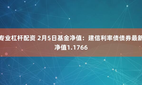 专业杠杆配资 2月5日基金净值：建信利率债债券最新净值1.1766