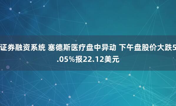 证券融资系统 塞德斯医疗盘中异动 下午盘股价大跌5.05%报22.12美元