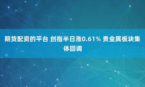 期货配资的平台 创指半日涨0.61% 贵金属板块集体回调