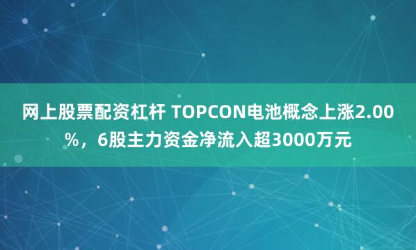 网上股票配资杠杆 TOPCON电池概念上涨2.00%，6股主力资金净流入超3000万元