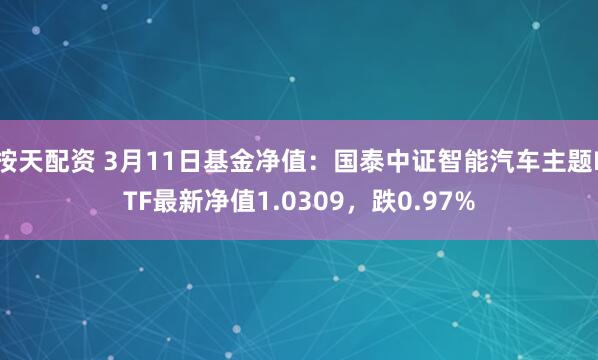 按天配资 3月11日基金净值：国泰中证智能汽车主题ETF最新净值1.0309，跌0.97%